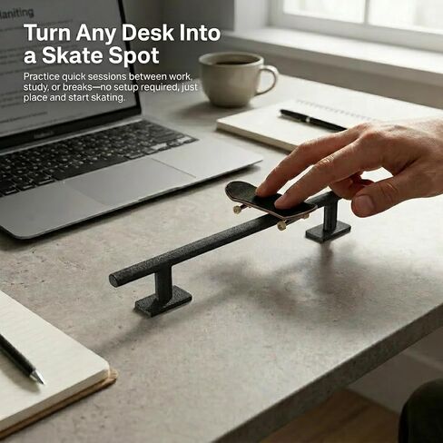 Fingerboard Rail Trick Skate Grind Rail, Mini Finger Skateboard Obstacle for Tech Deck Style Fingerboarding, Portable Desk Skatepark Ramp for Grinds, Slides & Combo Tricks, Skate Training Accessory in Kuwait