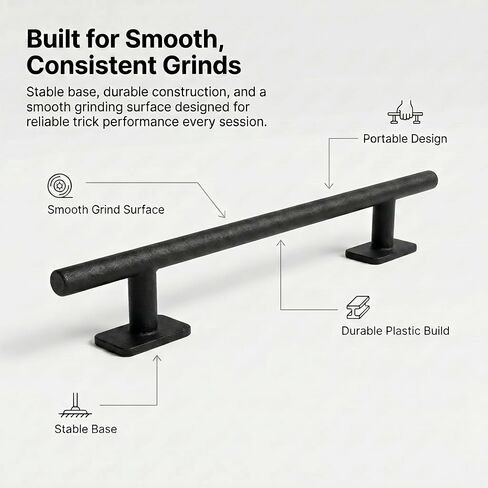 Fingerboard Rail Trick Skate Grind Rail, Mini Finger Skateboard Obstacle for Tech Deck Style Fingerboarding, Portable Desk Skatepark Ramp for Grinds, Slides & Combo Tricks, Skate Training Accessory in Kuwait