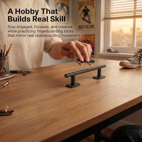 Fingerboard Rail Trick Skate Grind Rail, Mini Finger Skateboard Obstacle for Tech Deck Style Fingerboarding, Portable Desk Skatepark Ramp for Grinds, Slides & Combo Tricks, Skate Training Accessory in Kuwait