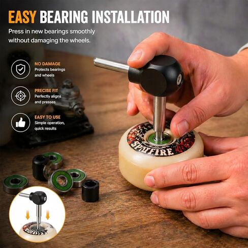 Hicarer Skate Bearing Press Tool Portable 8mm 608 Bearing Installer Remover for Inline Roller Skate, Skateboard, Longboard & Kick Scooter Wheel Replacement in Kuwait