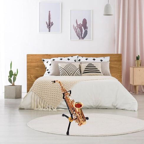 Holibanna Foldable Iron Saxophone Stand for Alto and Tenor Saxophone with Adjustable Support Fork, Easy Installation, Non-skid Design for Studio Use and Display in Kuwait
