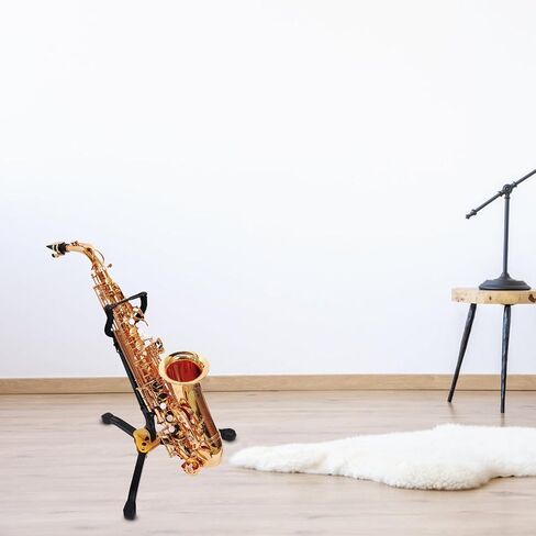 Holibanna Foldable Iron Saxophone Stand for Alto and Tenor Saxophone with Adjustable Support Fork, Easy Installation, Non-skid Design for Studio Use and Display in Kuwait