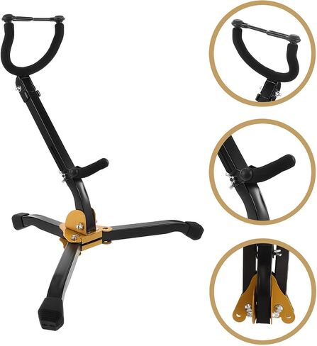 Holibanna Foldable Iron Saxophone Stand for Alto and Tenor Saxophone with Adjustable Support Fork, Easy Installation, Non-skid Design for Studio Use and Display in Kuwait