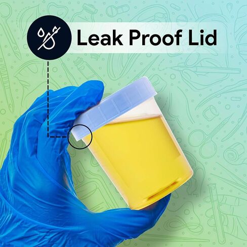 أكواب عينات البول المعقمة مع أغطية 5 عبوات - أكواب بول مختومة بشكل فردي للاختبار، حاوية تجميع بول مقاومة للتسرب مع ملصق تعريف in Kuwait