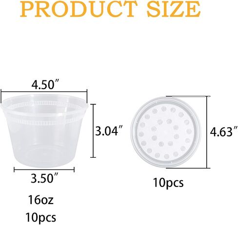 Deli Cups with Fabric Vented Lids, Culture Cup Mesh Container, 16 OZ, 10 Pack in Kuwait