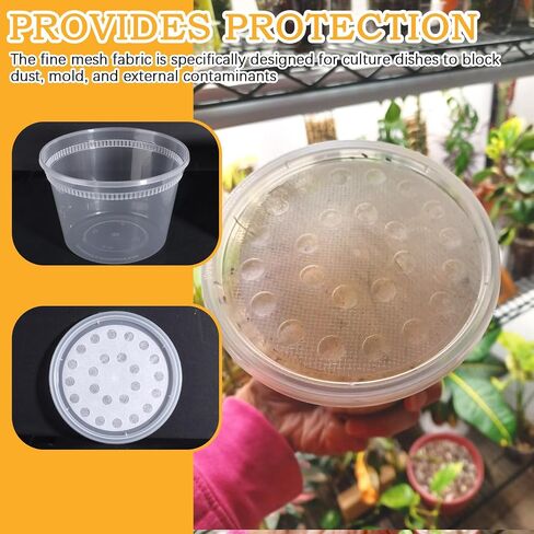 Deli Cups with Fabric Vented Lids, Culture Cup Mesh Container, 16 OZ, 10 Pack in Kuwait