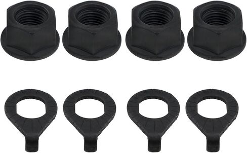 3/8 Inch Bike Axle Nut Bicycle Hub Nut Washer Kit Front Rear Wheel Safety Washers for Bike Black Flange Nuts for Bicycle Hub 8PCS in Kuwait