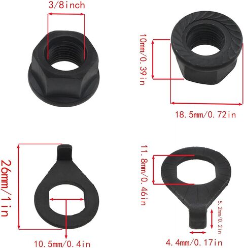 3/8 Inch Bike Axle Nut Bicycle Hub Nut Washer Kit Front Rear Wheel Safety Washers for Bike Black Flange Nuts for Bicycle Hub 8PCS in Kuwait