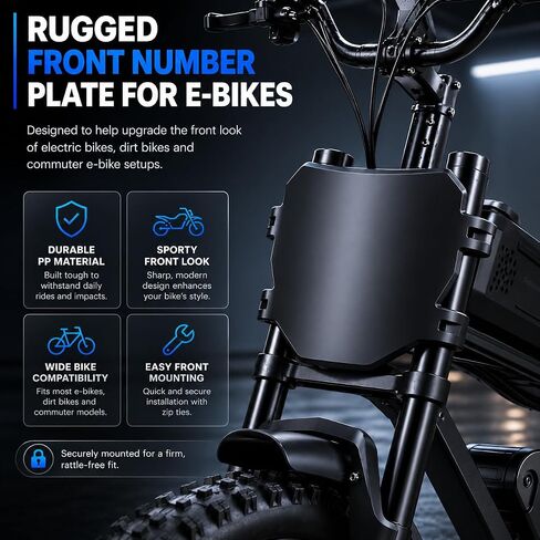 Electric Bike Number Plate Front for Ridstar Q20 Tutti Soleil 01 Super 73 S1/S2/Y1/RX Macfox, Dirt Bike Plate for Surron Talaria MX3/MX4/MX5/XXX eRide Pro SR/S/SS Rawrr Mantis Ebox – Black in Kuwait