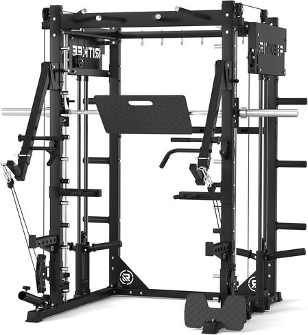 RitKeep PMAX-4750 Smith Machine with Jammer Arms and Leg Press Board, Adjustable 1:1 and 2:1 Pulley Ratios, 1800 LB Capacity,Multi-Function Commercial and Home Gym Equipment for Strength Training in Kuwait