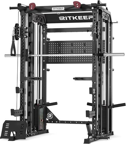 RitKeep Nimitz N1 Counterbalanced Smith Machine, Multi-Function Home Gym Power Rack with 300 LB Steel Weight Stacks, 1:1/2:1 Dual Pulley System, 2500 LB Capacity, 10+ Attachments for Strength Training in Saudi Arabia