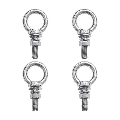 M10 Eye Bolts, 4 Pack 3/8" x 1.37" Stainless Steel Long Lifting Ring Eye Bolt with Nuts & Washers,Heavy Duty Lifting Ring Threaded Eyebolt Kit for DIY, Furniture, Swing and Outdoor Use in Kuwait
