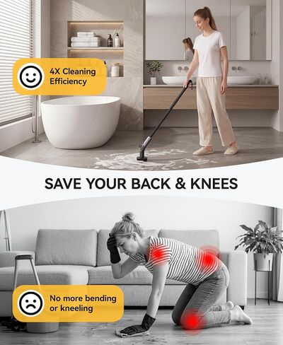 Electric Spin Scrubber for Bathroon,IPX7 Cordless Cleaning Brush with 6 Replaceable Brush Heads,120 Mins Runtime Power Shower Scrubber with Adjustable Extension Handle and Durable Brush Head for Tub in Kuwait