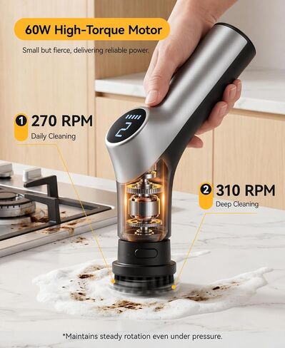 Electric Spin Scrubber for Bathroon,IPX7 Cordless Cleaning Brush with 6 Replaceable Brush Heads,120 Mins Runtime Power Shower Scrubber with Adjustable Extension Handle and Durable Brush Head for Tub in Kuwait