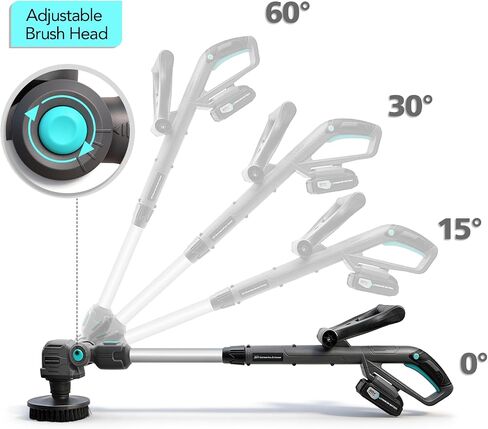 20V Cordless Electric Spin Scrubber with Replaceable Battery & Long Handle - Includes 8 Replaceable Brush Heads for Bathroom, Tile, Grout, Shower, Bathtub, Kitchen, Car & Outdoor Cleaning in Kuwait