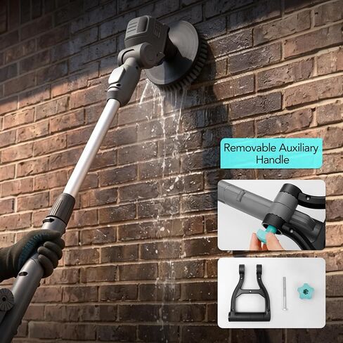 20V Cordless Electric Spin Scrubber with Replaceable Battery & Long Handle - Includes 8 Replaceable Brush Heads for Bathroom, Tile, Grout, Shower, Bathtub, Kitchen, Car & Outdoor Cleaning in Kuwait
