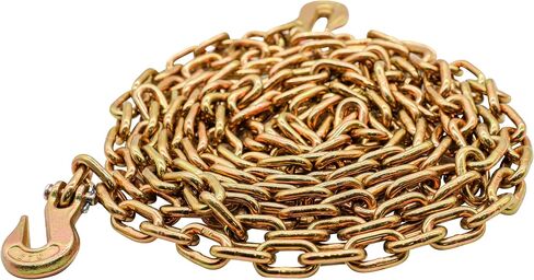 Grade 70 Chain 5/16 in x 16 Ft, G70 Chain Tie Downs with Forged Clevis Grab Hooks, 4700 lb WLL, 18800 lb Break Strength for Flatbed and Trailer Securement in Kuwait