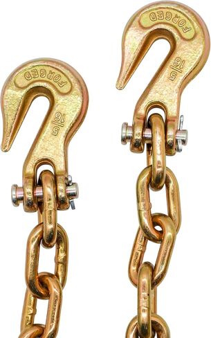 Grade 70 Chain 5/16 in x 16 Ft, G70 Chain Tie Downs with Forged Clevis Grab Hooks, 4700 lb WLL, 18800 lb Break Strength for Flatbed and Trailer Securement in Kuwait