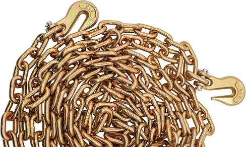 Grade 70 Chain 5/16 in x 16 Ft, G70 Chain Tie Downs with Forged Clevis Grab Hooks, 4700 lb WLL, 18800 lb Break Strength for Flatbed and Trailer Securement in Kuwait