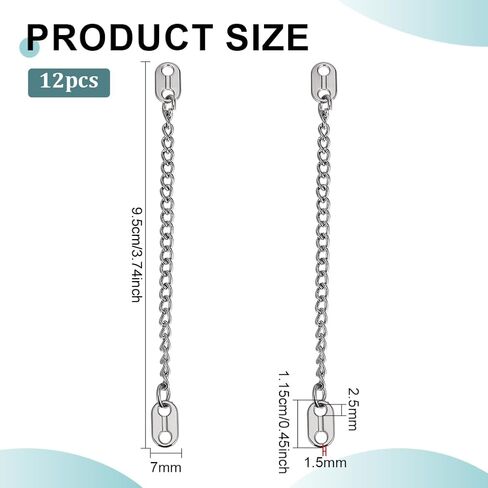 PH PandaHall 12pcs معطف شنقا سلسلة خياطة على معطف الشماعات سلسلة 3.7 بوصة طويلة معطف معدني حلقات شنقا سلاسل الفضة سلاسل الملابس الزخرفية للملابس الملابس سترات اكسسوارات الديكور in Kuwait