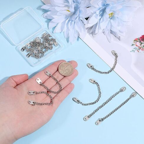 PH PandaHall 12pcs معطف شنقا سلسلة خياطة على معطف الشماعات سلسلة 3.7 بوصة طويلة معطف معدني حلقات شنقا سلاسل الفضة سلاسل الملابس الزخرفية للملابس الملابس سترات اكسسوارات الديكور in Kuwait