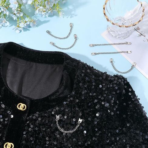 PH PandaHall 12pcs معطف شنقا سلسلة خياطة على معطف الشماعات سلسلة 3.7 بوصة طويلة معطف معدني حلقات شنقا سلاسل الفضة سلاسل الملابس الزخرفية للملابس الملابس سترات اكسسوارات الديكور in Kuwait