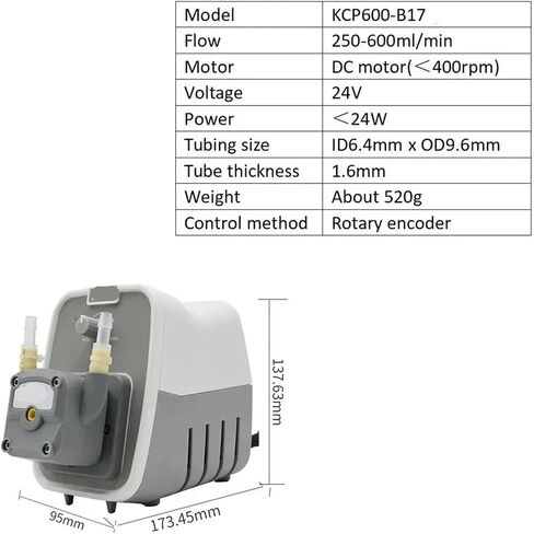 250-600ml/min KCP600 High Flow Peristaltic Pump 24V Adjustable BPT Tube 6.4 * 9.6mm Liquid Dosing Pump for Lab in Kuwait