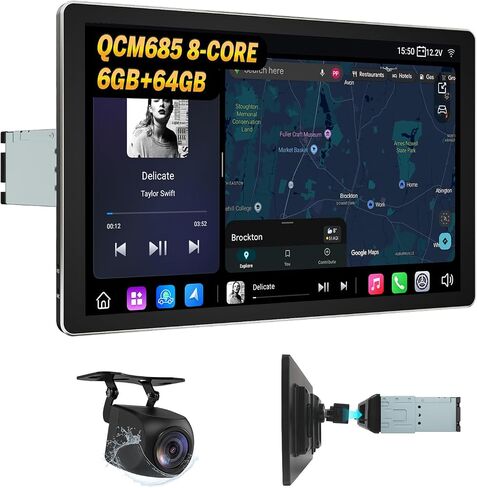 Eonon 6.36" Single DIN Car Stereo – Wireless CarPlay & Android Auto, IPS Touchscreen (1280x480), ST TDA7851 Amp, Backup Camera, Steering Control,Bluetooth 5.3-X3U in Kuwait