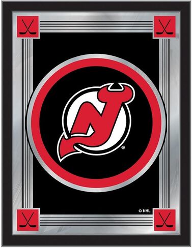مرآة بشعار New Jersey Devils مقاس 17 بوصة × 22 بوصة من شركة Holland Bar Stool Company in Kuwait