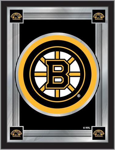 مرآة شعار Boston Bruins مقاس 17 بوصة × 22 بوصة من شركة Holland Bar Stool Company in Kuwait