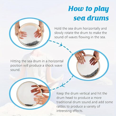 Ocean Drum - Sea Wave Drum, Ocean Sound Drum, Natural Sound Musical Instrument, Musical Sound Healing Instrument for Relaxation, Meditation, Mindfulness, and Yoga in Kuwait