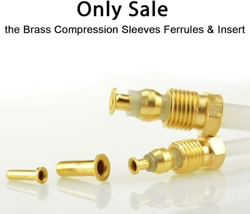 Joywayus 120PCS Brass Compression Sleeves Ferrules & Insert Kit, 3 Sizes (1/4" 3/8" 1/2") Tube OD Compression Fitting Assortment Kit in Kuwait