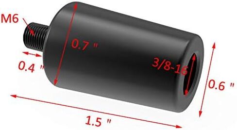 FixtureDisplays® مقبض صنبور البيرة الأسود، أجهزة الطويق M6 إلى 3/8 بوصة - 16 خيط 1.1 بوصة موصل 15135-BLACK-NPF in Kuwait