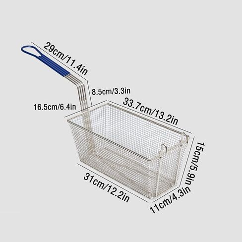 French Fries Basket Tortilla Fry Basket Stainless Steel Thickened Frying Basket Rectangular French Fries Basket Large Capacity Frying Basket Filter Kitchen Utensil Deep Fry Basket Square Fry Basket in Kuwait