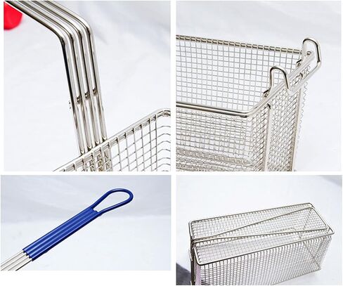 French Fries Basket Tortilla Fry Basket Stainless Steel Thickened Frying Basket Rectangular French Fries Basket Large Capacity Frying Basket Filter Kitchen Utensil Deep Fry Basket Square Fry Basket in Kuwait