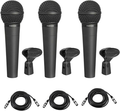 Behringer ULTRAVOICE XM8500 Dynamic Cardioid Vocal Microphones [3 Pack], Bundle with 25' XLR Cable, 3-Pack in Kuwait