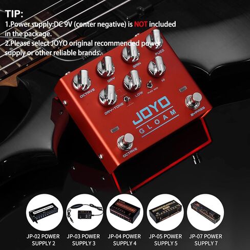 دواسات جيتار JOYO Bass أوكتاف تأثير الزغب (GLOAM R-29) حزمة مع JOYO DC 9V 500mA جيتار دواسة موائم مصدر تيار in Kuwait