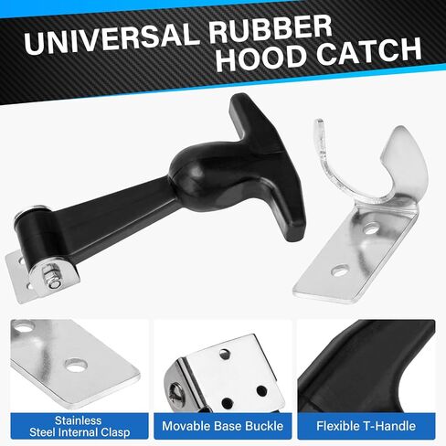 2 Pcs Stainless Steel Rubber Flexible Draw Latches, Heavy Duty T-Handle Latch for Vehicle Engine Hood, Tool Box, Industrial Machine Cover, Vibration-Resistant Spring Loaded Hasp with Brackets in Kuwait