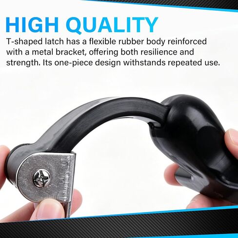 2 Pcs Stainless Steel Rubber Flexible Draw Latches, Heavy Duty T-Handle Latch for Vehicle Engine Hood, Tool Box, Industrial Machine Cover, Vibration-Resistant Spring Loaded Hasp with Brackets in Kuwait
