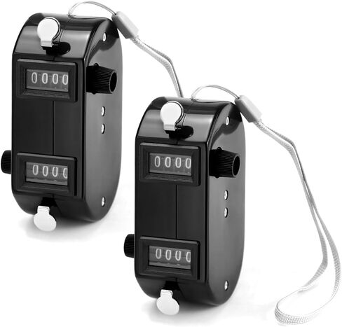 QWORK 2 Pack Black Dual Pitch Counter - Tally Click Counter/Score Tracker/Digital Counter for Baseball Pitches - Handheld and Lightweight with 9999 Max Count in Kuwait