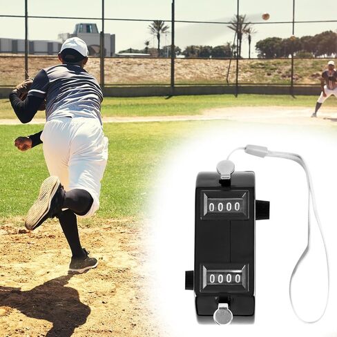 QWORK 2 Pack Black Dual Pitch Counter - Tally Click Counter/Score Tracker/Digital Counter for Baseball Pitches - Handheld and Lightweight with 9999 Max Count in Kuwait