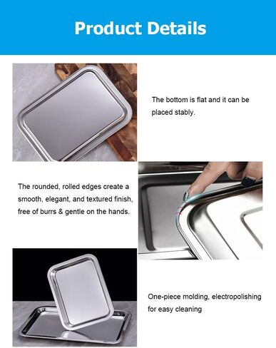 Stainless Steel Commercial Baking Sheet Pan - 10" 12" 13" 14" 19" 23" Toaster Oven Tray, BPA Free, Dishwasher Safe, Professional Mirror Finish, Durable Ovenware (35.5x27.5x6cm) in Kuwait