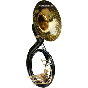 Brass Sousaphone | 25 Inch Big Bell | 3 Valve Bb Key | Black & Brass Finish | Includes Bell & Carry Case | Ideal for Marching Bands & Performances in Kuwait