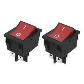 lcocove JD 2 قطعة 30A مفتاح الطاقة 125 فولت/250 فولت تيار متردد قارب الروك التبديل تشغيل/إيقاف التبديل 4 دبابيس 2 موقف الضوء الأحمر مضيئة تبديل التبديل مع شهادة UL in Kuwait