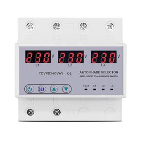 Three Phase 3P+N Selector Voltmeter with Adjustable Over and Under Voltage Protection Monitor Relays Protector 1Pcs(63A Phase selector) in Saudi Arabia