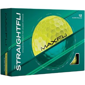 Maxfli StraightFli Golf Balls – Gloss Yellow, 12-Pack | Low Spin Distance Golf Balls for Straighter Shots | Soft Feel, Durable Ionomer Cover | for Beginners & Recreational Golfers in Kuwait