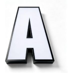 LED Illuminated Letter Signs, 3D Metal Front-Lit Letters A-Z & Numbers 0-9, Acrylic Panel, Waterproof Outdoor Wall Sign for Storefront (11.8in, A) in Saudi Arabia