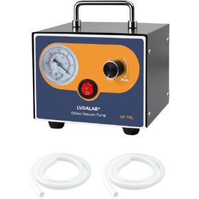 Mini Adjustable Lab Vacuum Pump, LVDALAB 10L/Min Oil-Free Diaphragm Vacuum Pump, Portable Oilless Pump for Desktop Laboratory Filtration, Solvent Recovery and Resin Degassing,w/2 Silicone Hoses in Kuwait