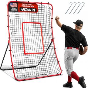Baseball Rebounder & Pitchback Net, 5 Angle Adjustable Simulate Grounder and Fly Ball Pitch Trainer for Pitch,Throw,Catch, Baseball & Softball Pitching and Fielding Rebound Net for All Skill Players in Saudi Arabia