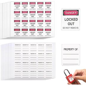 Jucoan 300 مجموعة من علامات القفل، خطر مزدوج الجوانب مغلق، لا تقم بإزالة ملصقات ملصقات Loto Locks 1 × 1-3/16 بوصة، مقاومة للماء، ومقاومة للتمزق in Saudi Arabia